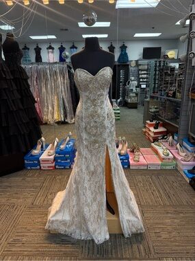 ENVIOUS 15030 GOLD NUDE SIZE 10 STRAPLESS DRESS FORMAL PROM PAGEANT